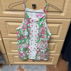 Lilly Pulitzer Floral Pink and Green Top